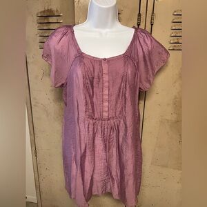 Ann Taylor Loft Womens Tunic Top Size M Purple Short Sleeve Square Neck Pullover